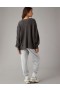  Φούτερ Aerie Oversized Big Hug Waffle με λαιμόκοψη σε μαύρο χρώμα
