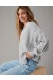  Φούτερ Aerie Oversized Big Hug Waffle με V λαιμόκοψη σε γκρι χρώμα