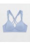Σουτιέν Aerie Sunnie Wireless με ελαφριά επένδυση Bloom Lace Strap Μπλε