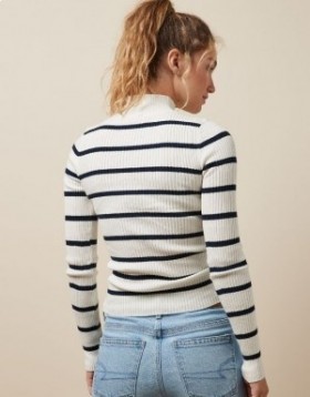  Aerie Ribbed Mock Lack πουλόβερ λευκό