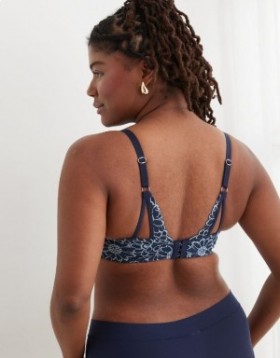  Aerie Sunnie Demi Push Up Bloom Lace Cross Dye Bras Navy
